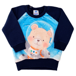 Conjunto Bebê Moletom Pelucia Azul Marinho Ursinho