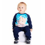 Conjunto Bebê Moletom Pelucia Azul Marinho Ursinho