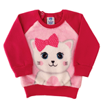 Conjunto bebê moletom pelucia pink gatinha