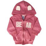 Conjunto bebê moletom rosa ursinho com capuz 