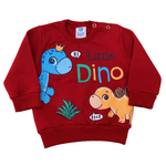 Conjunto Bebê Moletom Bordô Dinossauro e Calça azul Marinho