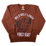 Conjunto Moletom Marrom Lobo e Calça Mescla