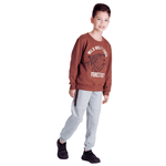 Conjunto Moletom Marrom Lobo e Calça Mescla
