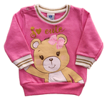 Conjunto bebê moletom rosa e calça mescla ursinho 