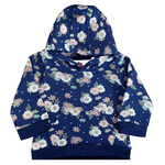 Conjunto bebê moletom azul marinho floral com capuz Tip Top