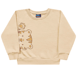 Conjunto bebê moletom caqui tigre Kiko e Kika