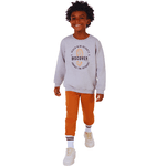 Conjunto moletom cinza mescla discover e calça terracota Kiko e Kika 