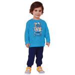 Conjunto moletom azul safari Kiko e Kika 