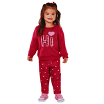 Conjunto moletom bordô corações Kiko e Kika 