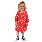 Vestido manga longa vermelho poppy corações Kiko e Kika 