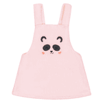 Salopete bebê panda pelúcia e body rosa Kiko Baby 