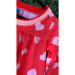 Vestido manga longa vermelho poppy corações Kiko e Kika 