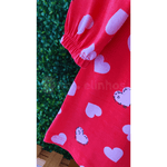 Vestido manga longa vermelho poppy corações Kiko e Kika 