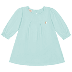 Vestido bebê corações e tapa fralda malha jacquard verde mineral Kiko Baby 