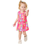 Vestido rosa neon floral Kiko e Kika 