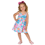 Vestido azul floral laço Kiko e Kika 