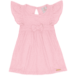 Vestido bebê laço e tapa fralda malha jacquard rosa claro Kiko Baby