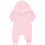 Macacão de pelo rosa claro coração com capuz Kiko Baby