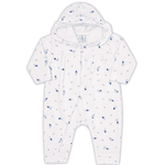 Macacão moletom peluciado branco floral com capuz Kiko Baby