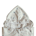 Macacão moletom peluciado branco floral com capuz Kiko Baby
