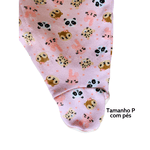 Macacão moletom peluciado rosa cristal bichinhos Kiko Baby