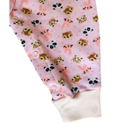 Macacão moletom peluciado rosa cristal bichinhos Kiko Baby