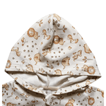 Macacão malha suedine creme safari com capuz Kiko Baby