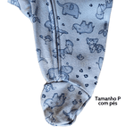Macacão malha suedine azul safari com capuz Kiko Baby