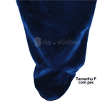 Macacão plush azul marinho e touca azul claro ursinho Kiko Baby