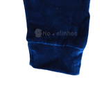 Macacão plush azul marinho e touca azul claro ursinho Kiko Baby