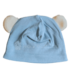 Macacão plush azul marinho e touca azul claro ursinho Kiko Baby