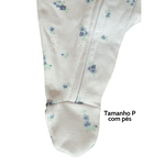 Macacão moletom peluciado branco floral com capuz Kiko Baby