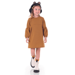 Vestido manga longa malha tricot ocre Marlan 