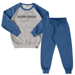 Conjunto moletom blusão mescla silver space e calça azul Marlan 