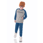 Conjunto moletom blusão mescla silver space e calça azul Marlan 