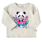 Conjunto blusa moletom mescla panda e legging rosa peluciada Marlan 