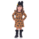 Vestido manga longa ocre laços Marlan 