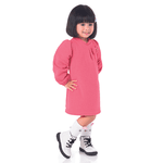Vestido manga longa bufante boucle rosa chiclete Marlan