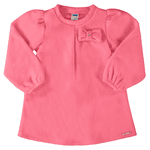 Vestido manga longa bufante boucle rosa chiclete Marlan