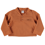 Conjunto blusão malha tricot felpada terracota e calça preta sarja Marlan 