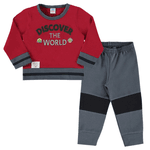 Conjunto moletom vermelho e calça cinza escuro Marlan 