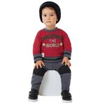 Conjunto moletom vermelho e calça cinza escuro Marlan 