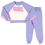 Conjunto cropped e calça moletom off white e lavanda girl Marlan