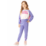 Conjunto cropped e calça moletom off white e lavanda girl Marlan