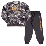 Conjunto moletom cinza chumbo camuflado e calça cinza chumbo Marlan 