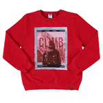 Conjunto moletom vermelho estampado e calça cinza chumbo Marlan 