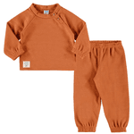 Conjunto blusão e calça malha tricot felpada terracota Marlan