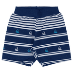 Conjunto camiseta azul marinho paradise e bermuda azul listras Marlan
