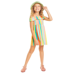 Vestido ciganinha multicolorido neon listras Marlan
