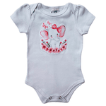 Conjunto bebê body branco e saia rosa elefantinho 